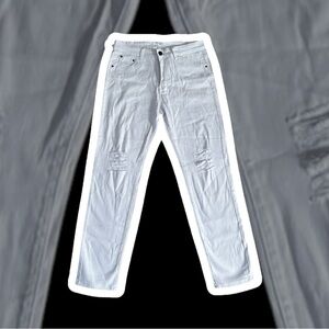 Longbida white ripped jeans street wear